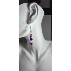 Collection Génération Patriote - Boucles d'oreilles – Montée de six perles bleu-blanc-rouge.