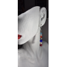 Collection Génération Patriote - Boucles d'oreilles – Montée de six perles bleu-blanc-rouge.