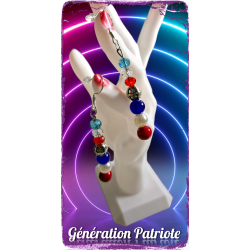 Collection Génération Patriote - Boucles d'oreilles – Montée de six perles bleu-blanc-rouge.