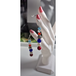 Collection Génération Patriote - Boucles d'oreilles – Montée de six perles bleu-blanc-rouge.