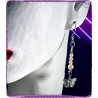 Boucles d'oreilles – Montée de quatre perles nacrées et de ses papillons couleur argent