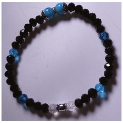 Bracelet Nuit Bleutée – Élégance noire & turquoise