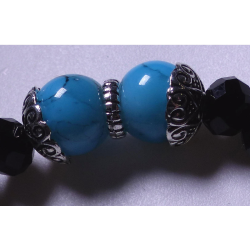 Bracelet Nuit Bleutée – Élégance noire & turquoise