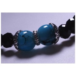 Bracelet Nuit Bleutée – Élégance noire & turquoise